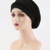 1pc Women's Black Elastic Headscarf Hat, Double Layered Spandex Cap, Satin Sleep Cap, Hair Care Cap, Outdoor Leisure Hat Sleep Bonnet,Summer,Beach,Holiday,Travel