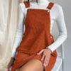 Solid Pocket Front Overall Dress Without Sweater