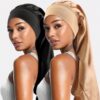 2pcs Women's Multi-Color Silky Bonnet For Long Hair, With Elastic Band Silk Bonnet Satin Bonnet Sleep Bonnet