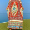 Summer Women's Loose Fit Patchwork Printed Cover Up