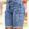 Sac de travail décontracté en denim pour femme, couleur unie, extensibilité moyenne, avec poche, pour le printemps/été